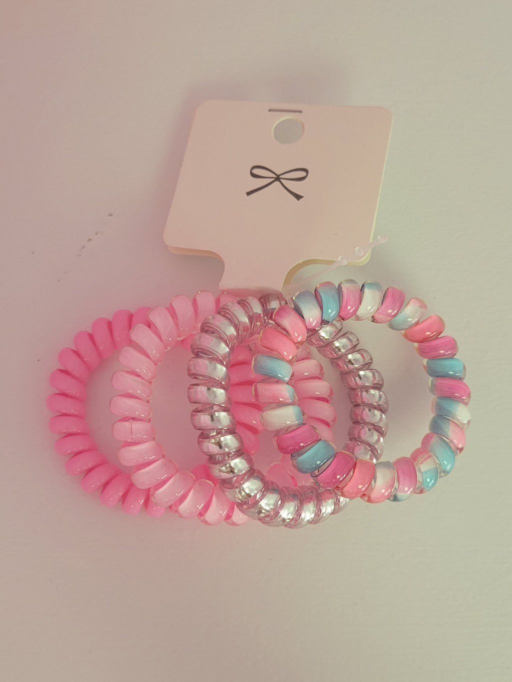 Pink Coil Hair Ties 4 Pack
