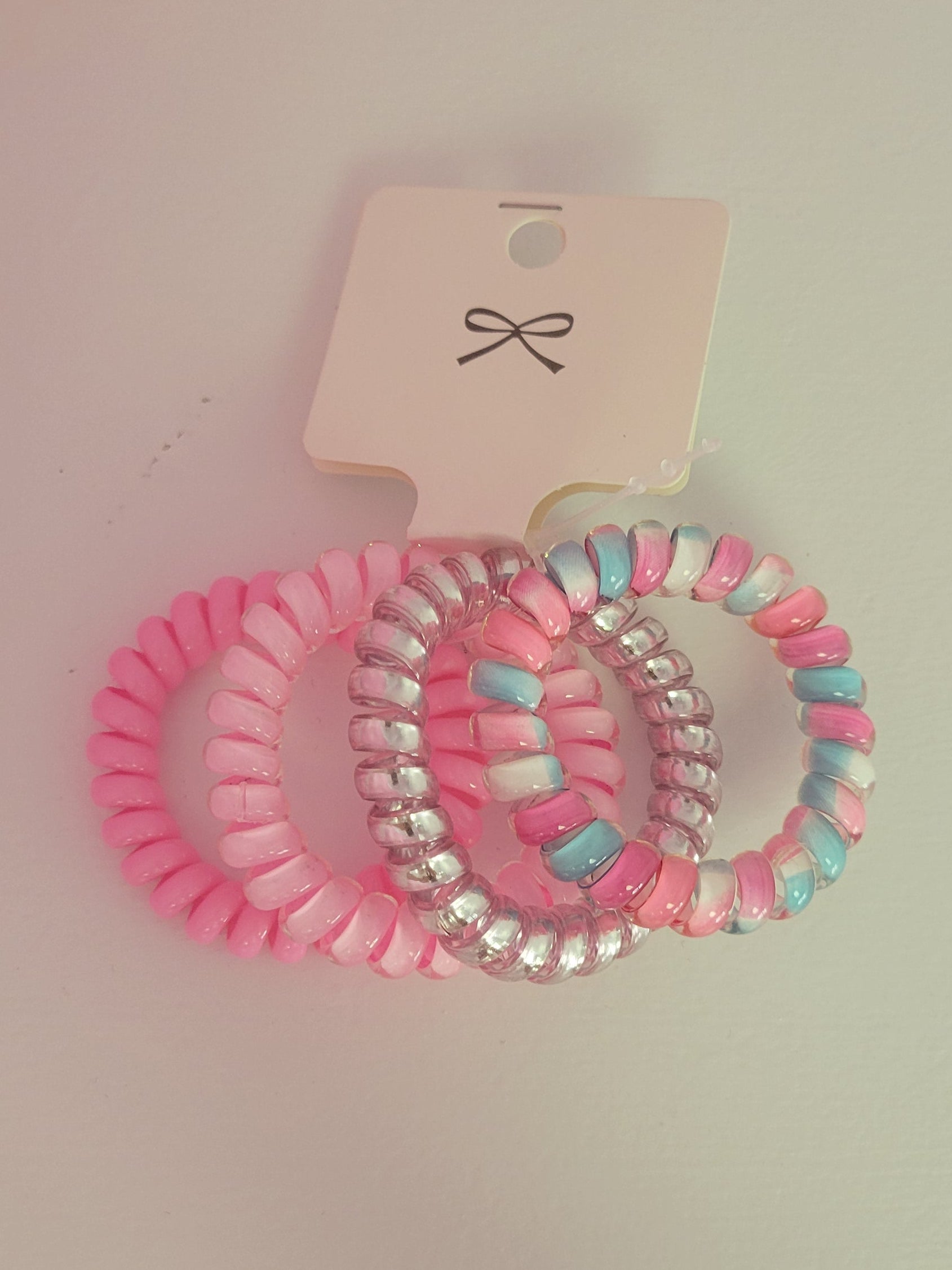 Pink Coil Hair Ties 4 Pack