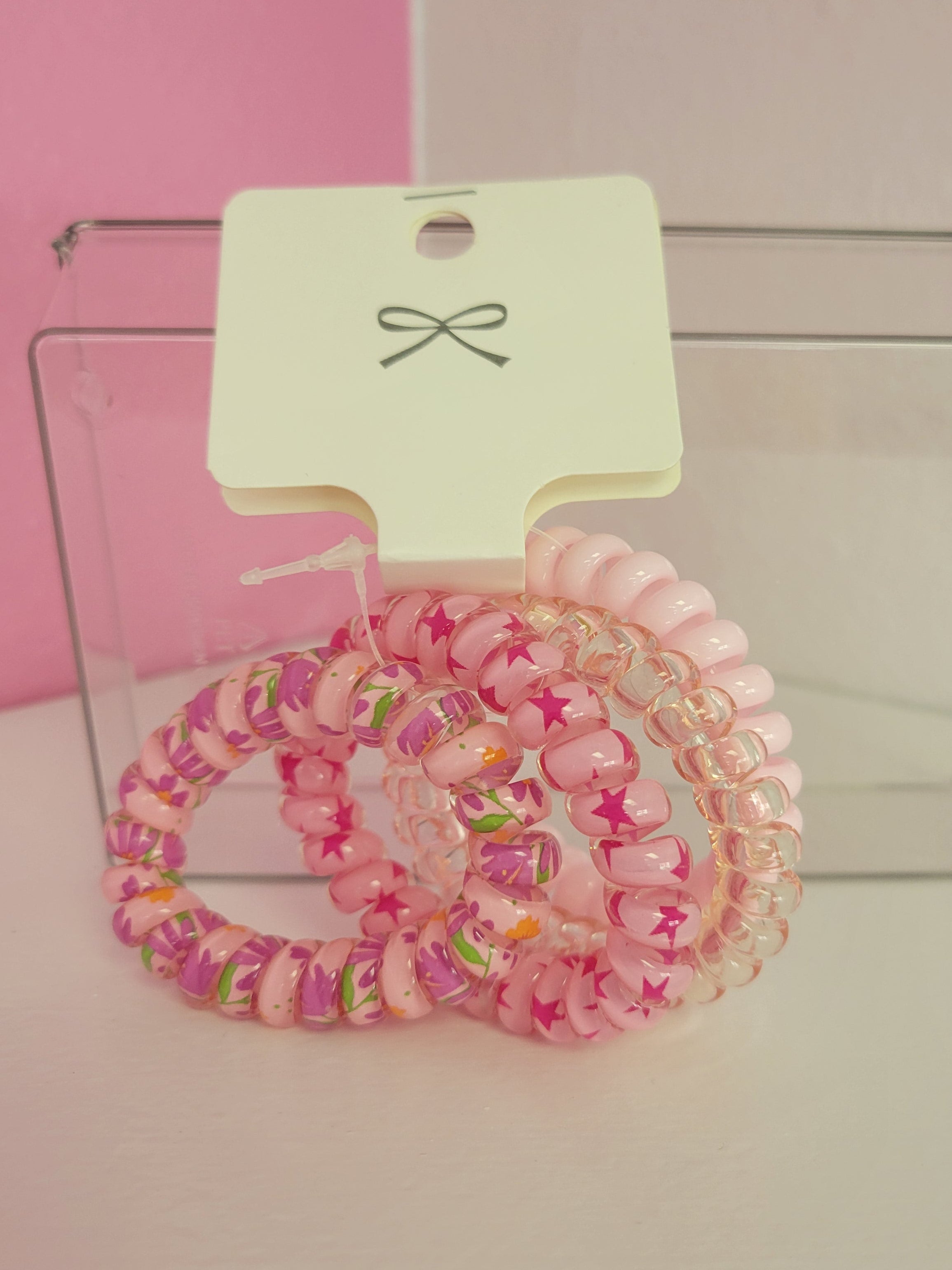 Pink Coil Hair Ties 4 Pack