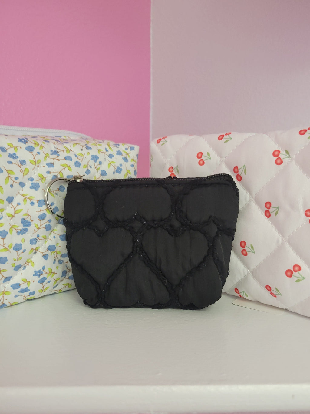 Heart Embroidered Coin Purse