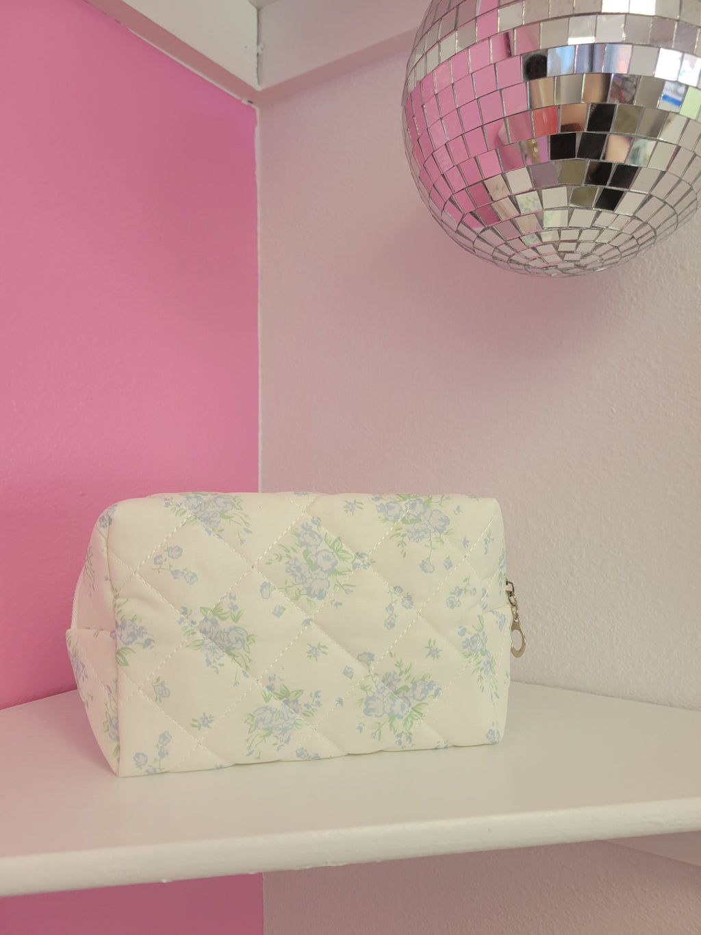 Blue Rose Patterned Makeup Bag