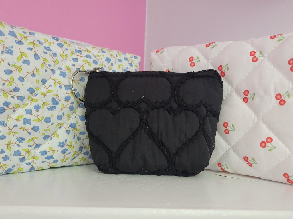 Heart Embroidered Coin Purse