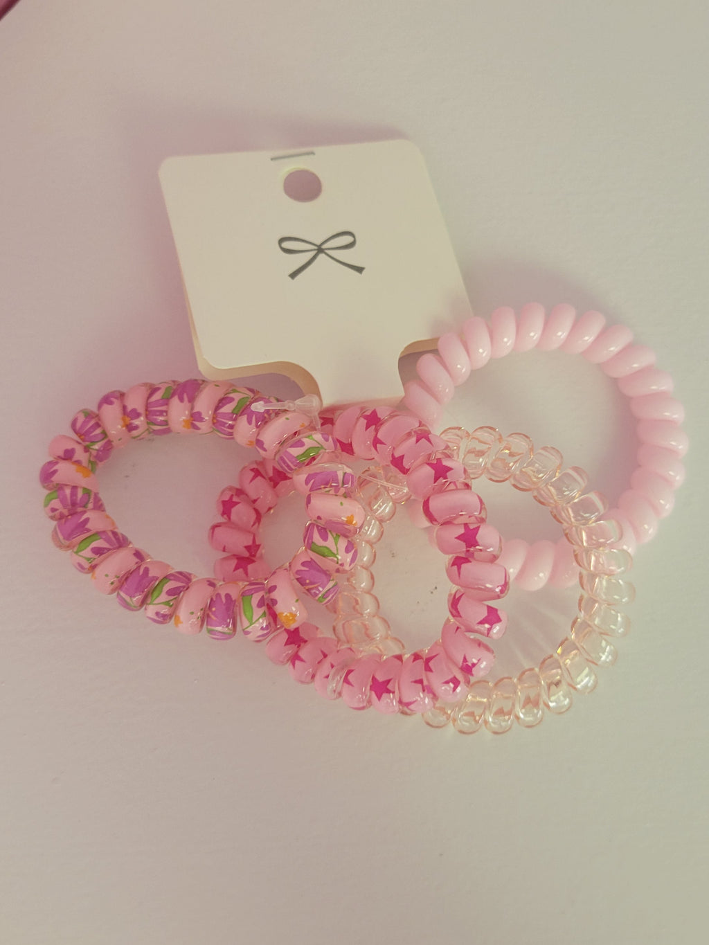 Pink Coil Hair Ties 4 Pack