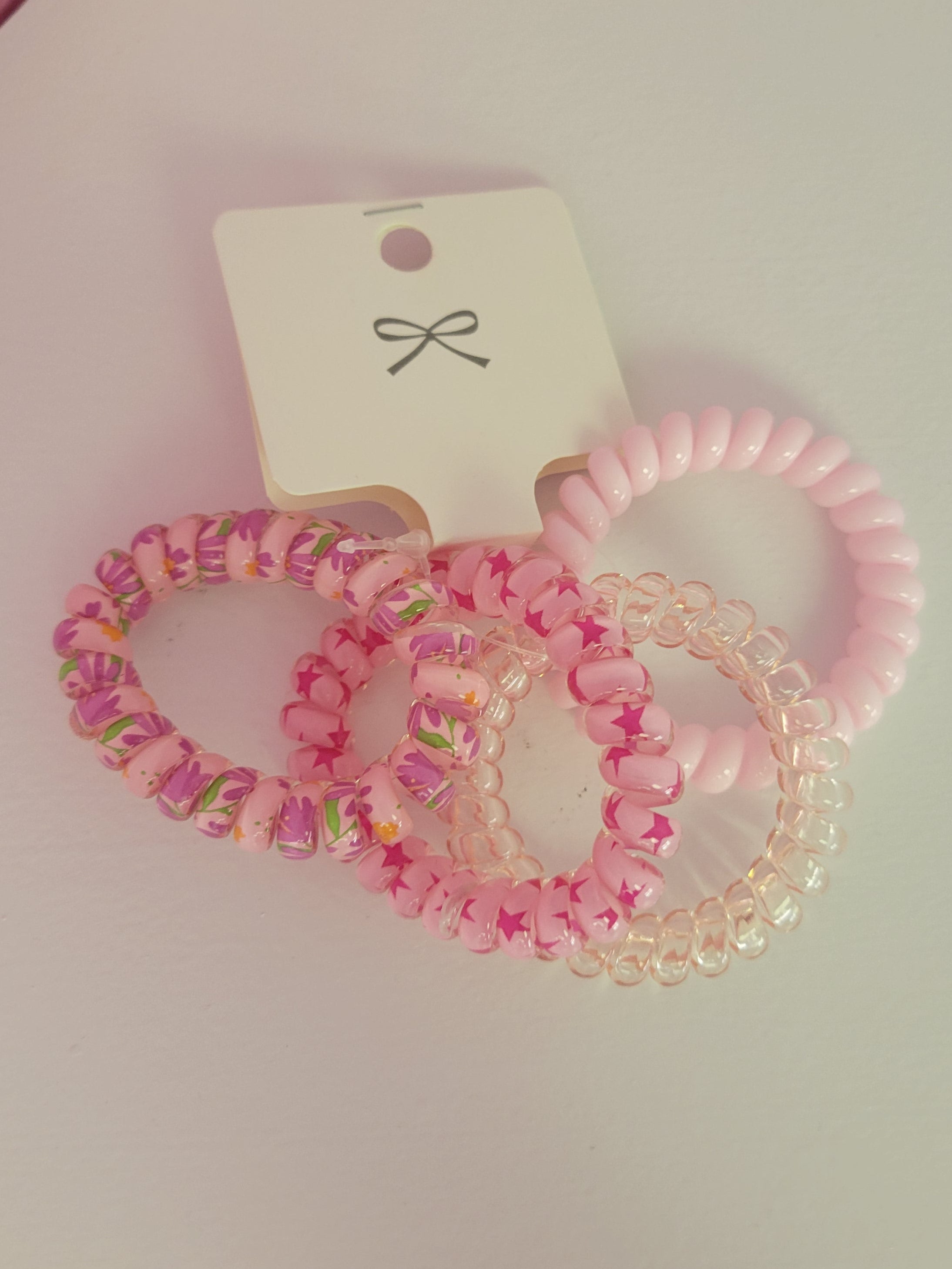 Pink Coil Hair Ties 4 Pack