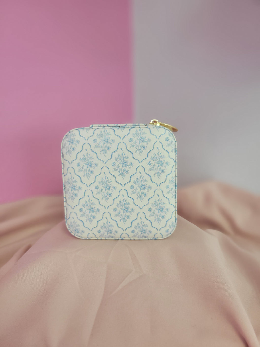 Blue Floral Travel Jewelry Box