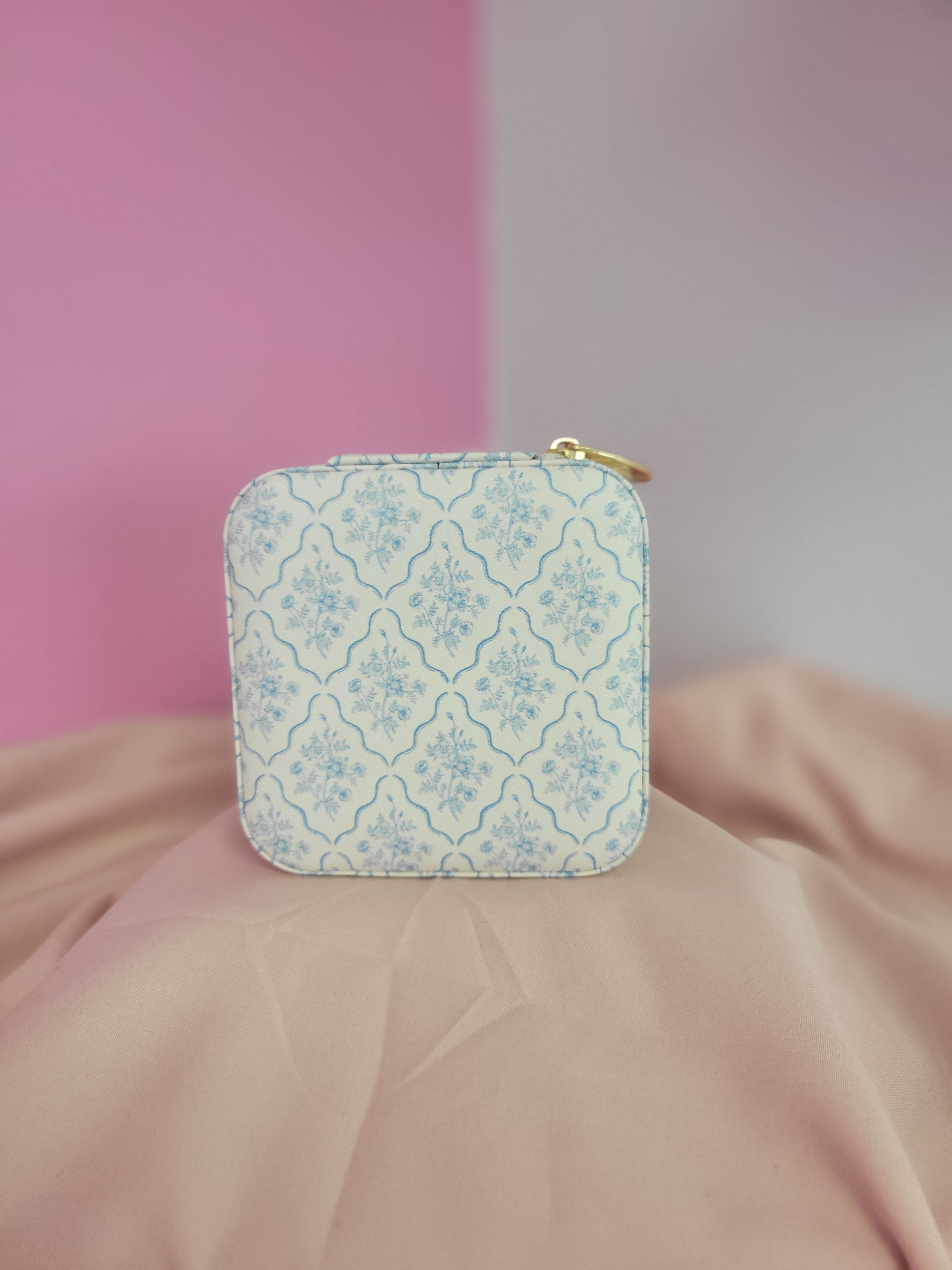 Blue Floral Travel Jewelry Box