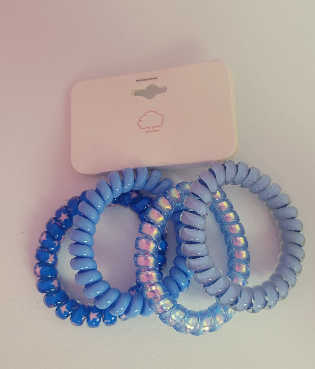 Blue Coil Hair Ties 4 Pack