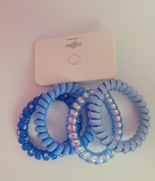 Blue Coil Hair Ties 4 Pack