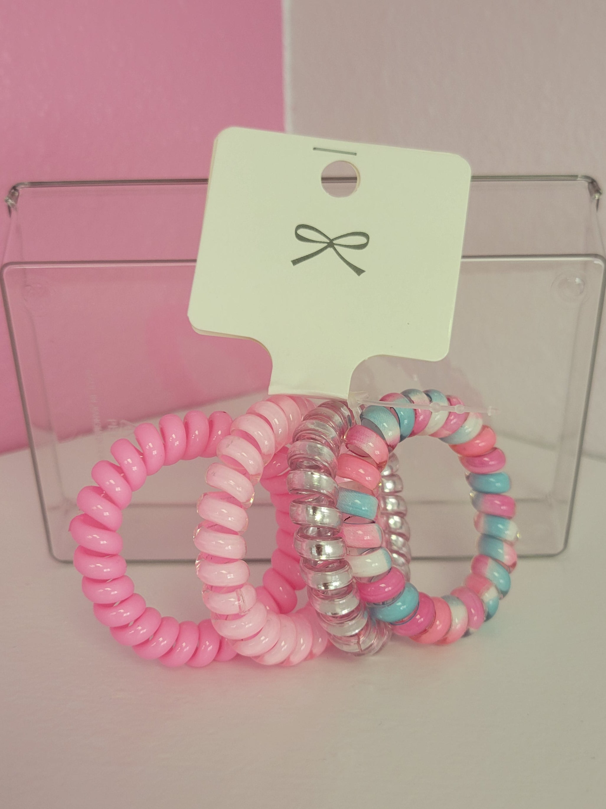 Pink Coil Hair Ties 4 Pack